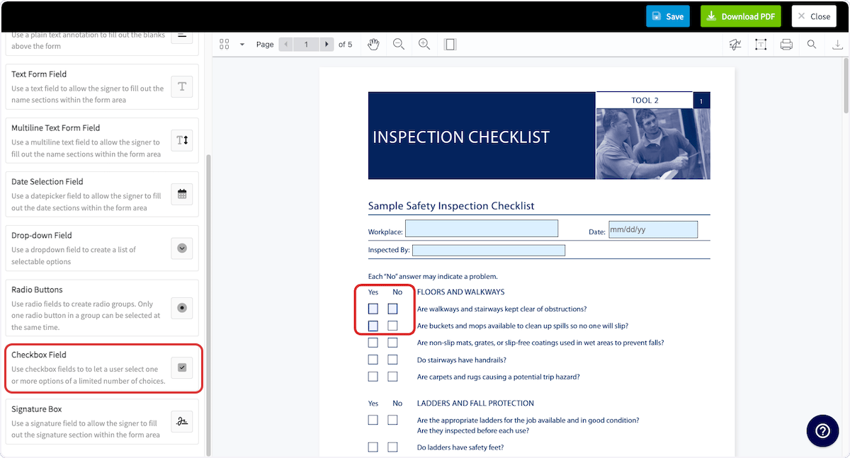 Click on Checkbox Field…