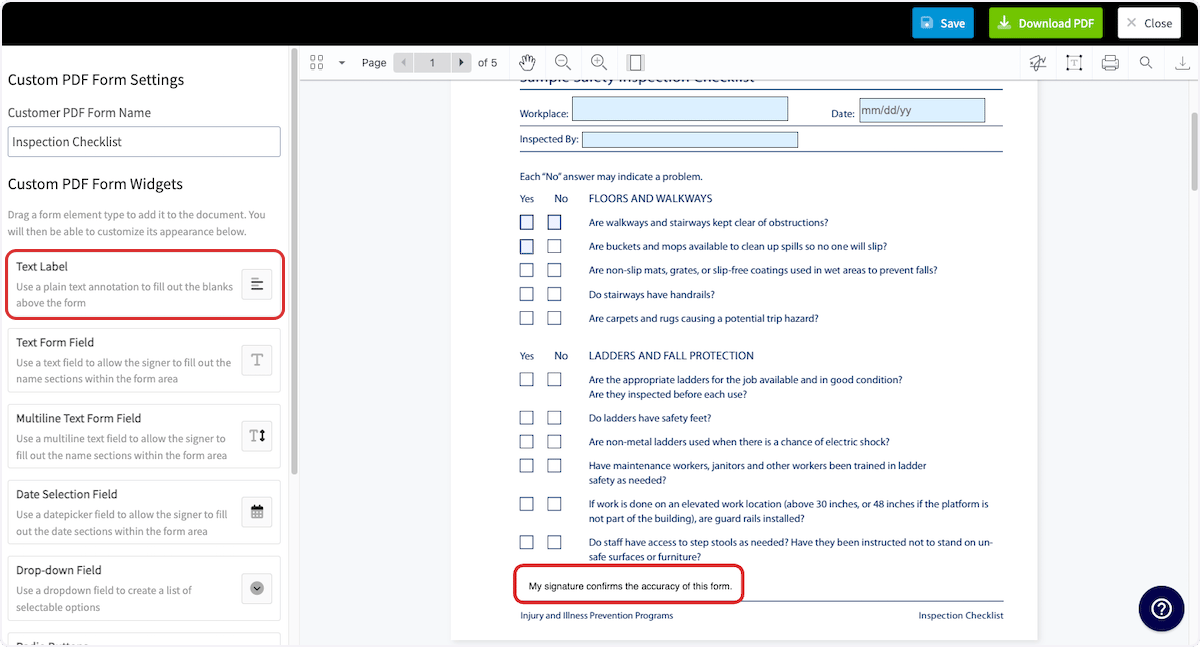 Click on Text Label…