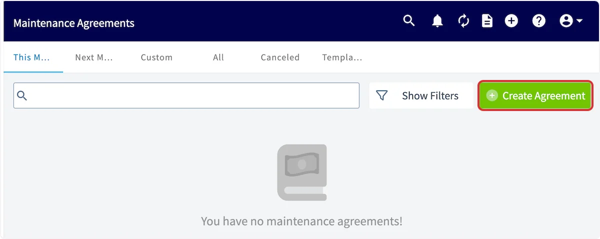 Click on Create Agreement