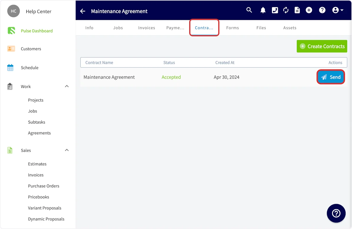Click on Contracts