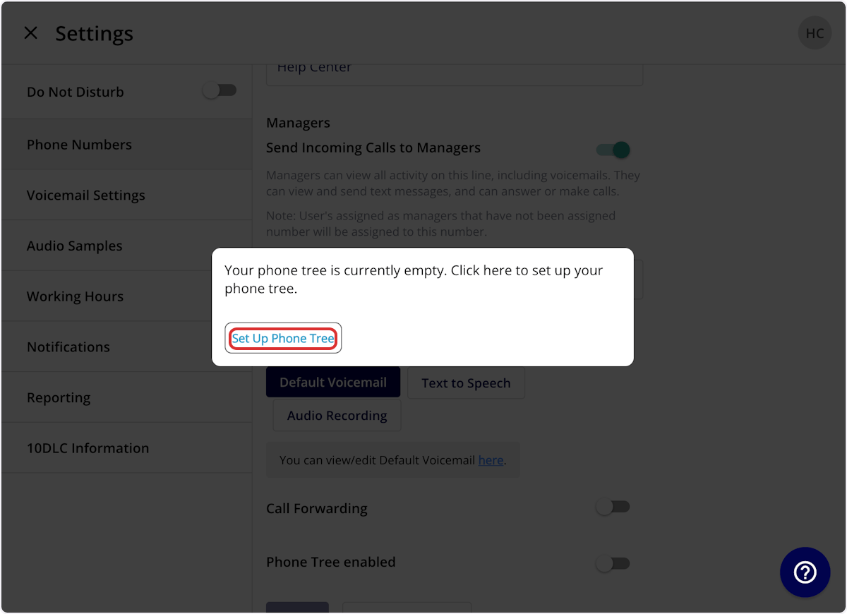 Click on Your phone tree is currently empty. Click here to set up your phone tree.…