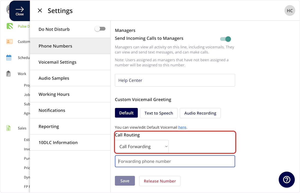 Click on Call Routing…
