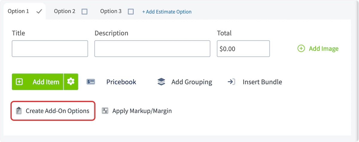 Click on Create Add-On Options