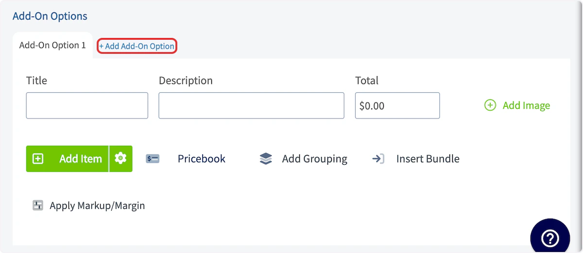 Click on + Add Add-On Option