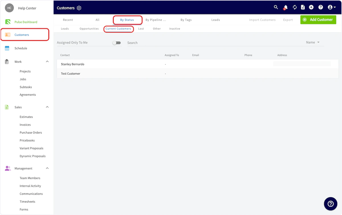Click on Current Customers