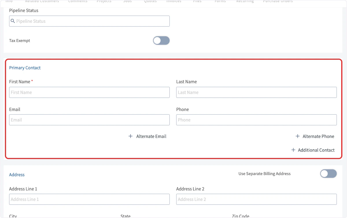 Click on Primary Contact