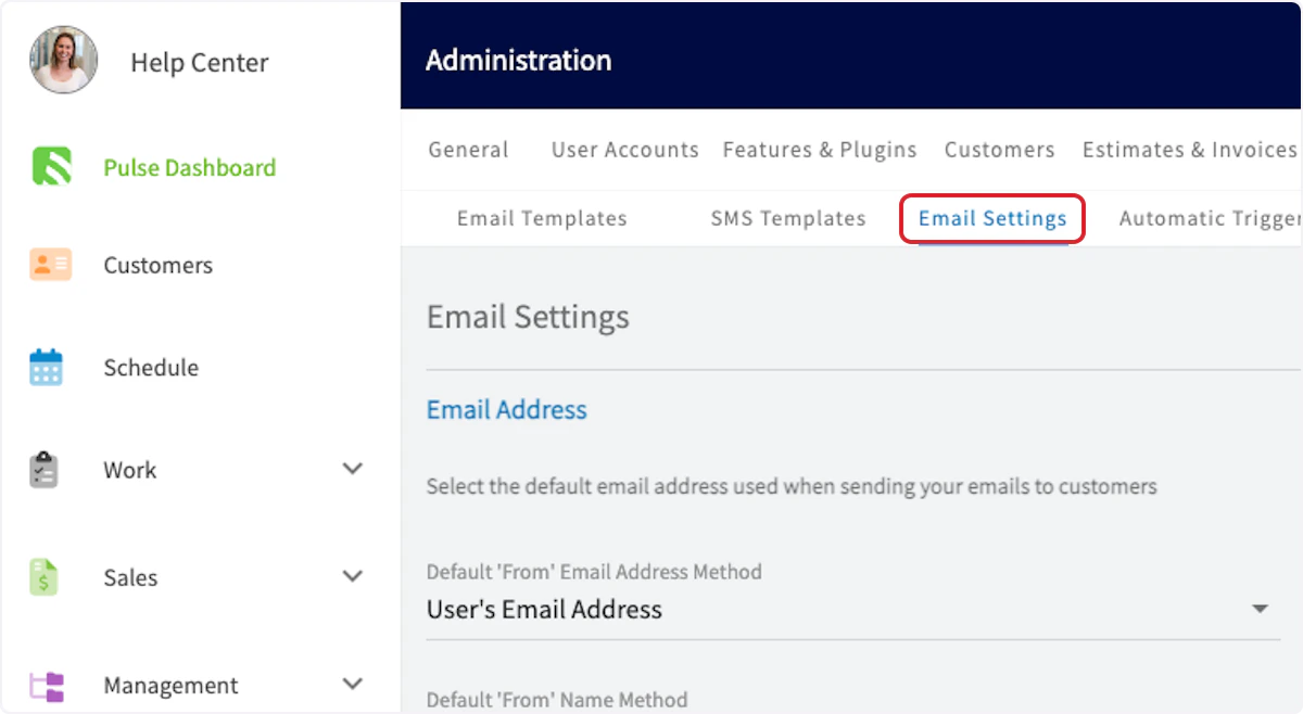 Click on Email Settings