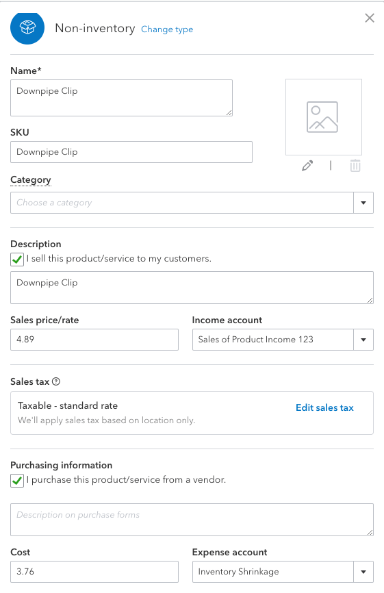 The corresponding synced record displayed in QuickBooks Online