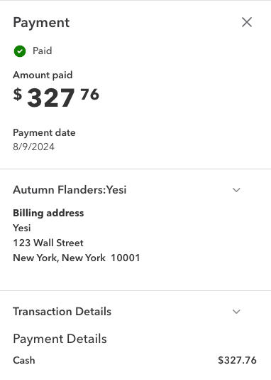 The synced result displayed in QuickBooks Online