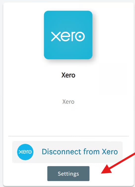 Xero plugin tile showing Disconnect from Xero above the Settings button