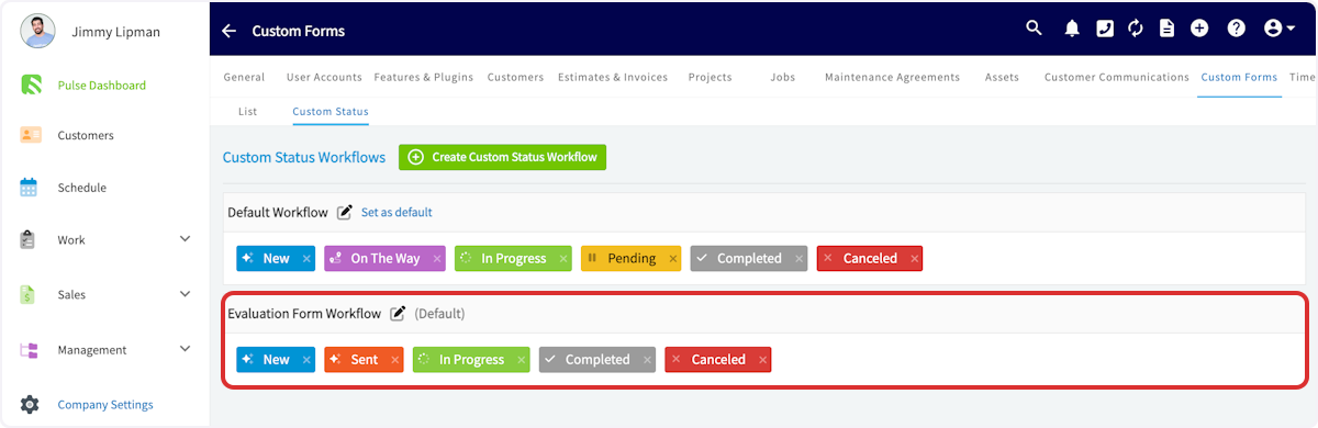 Click on Evaluation Form Workflow…