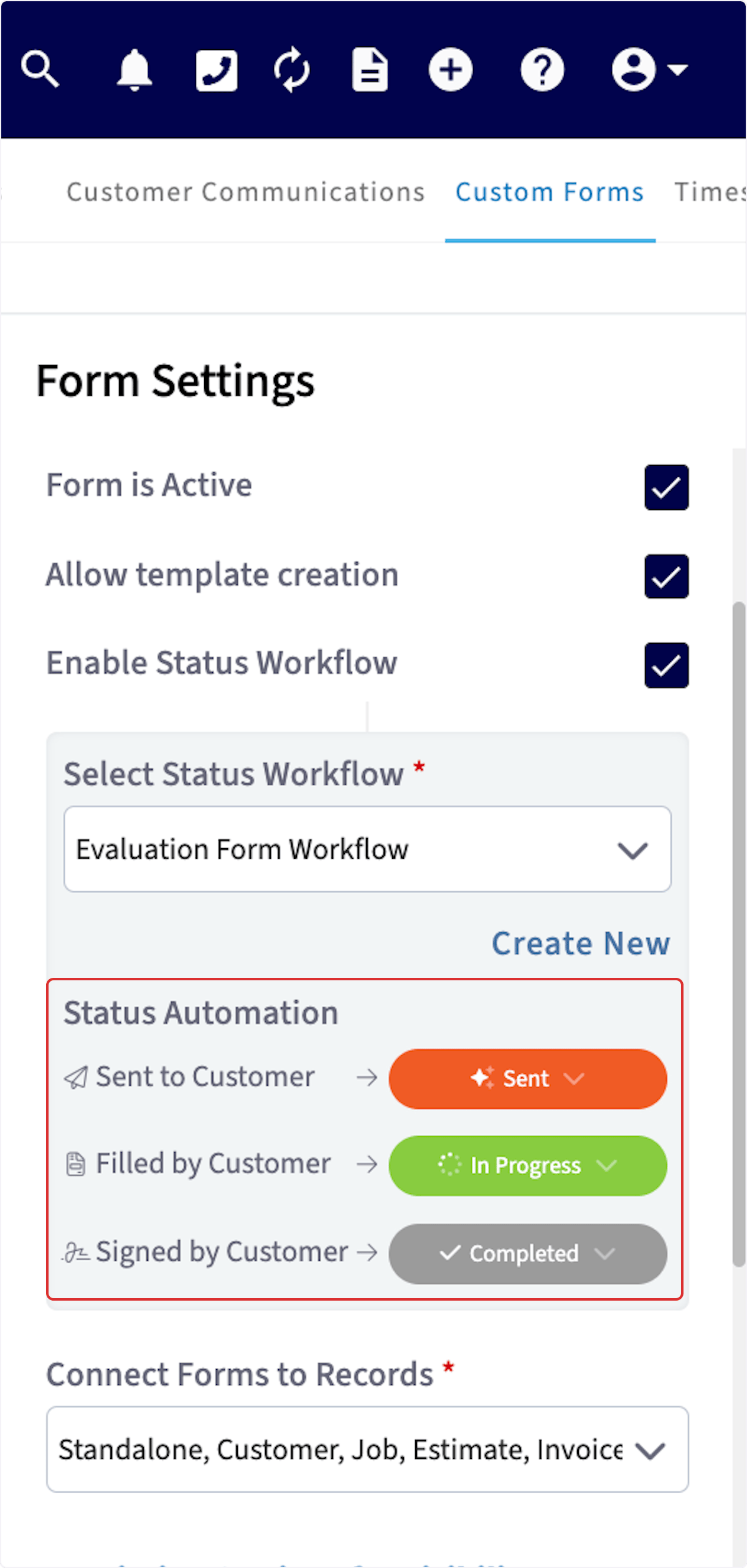 Click on Sent to Customer…