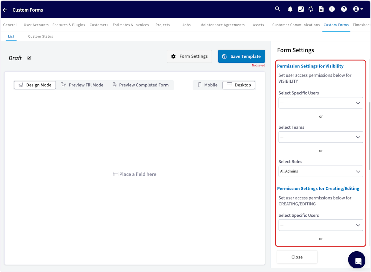 Click on Permission Settings for Visibility…