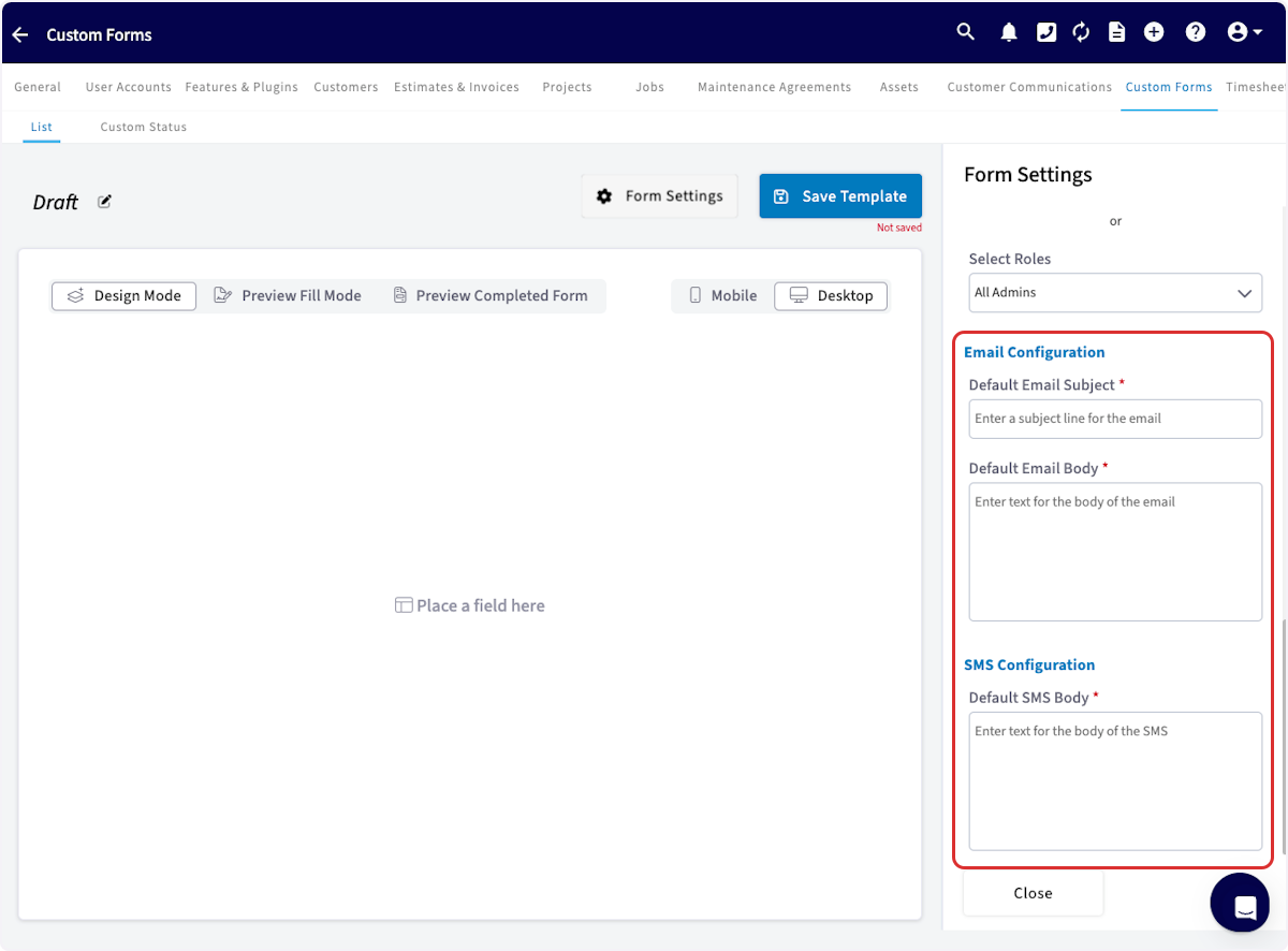 Click on Email Configuration…