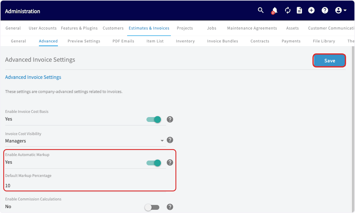 Click on Enable Automatic Markup Yes