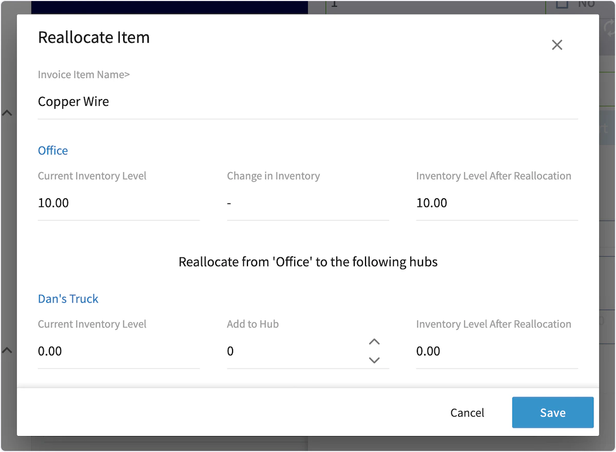 Click on Reallocate Item