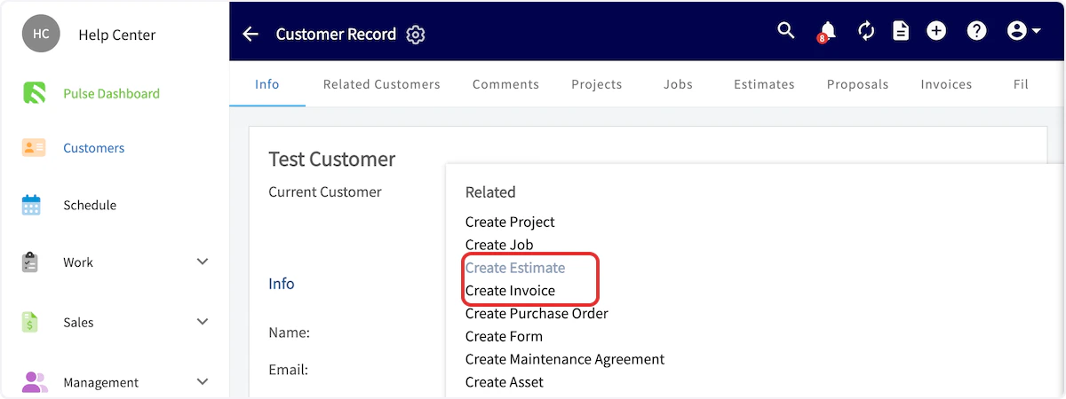 Click on Create Estimate