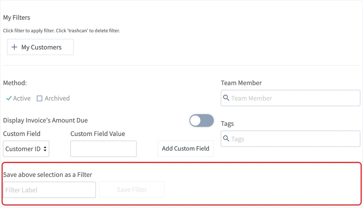 Click on Save above selection as a Filter…