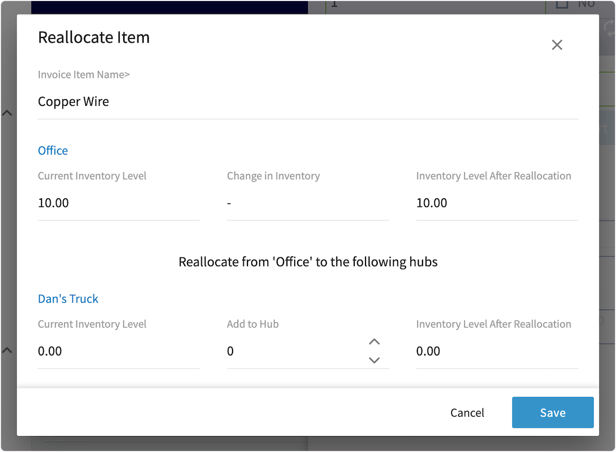 Click on Reallocate Item