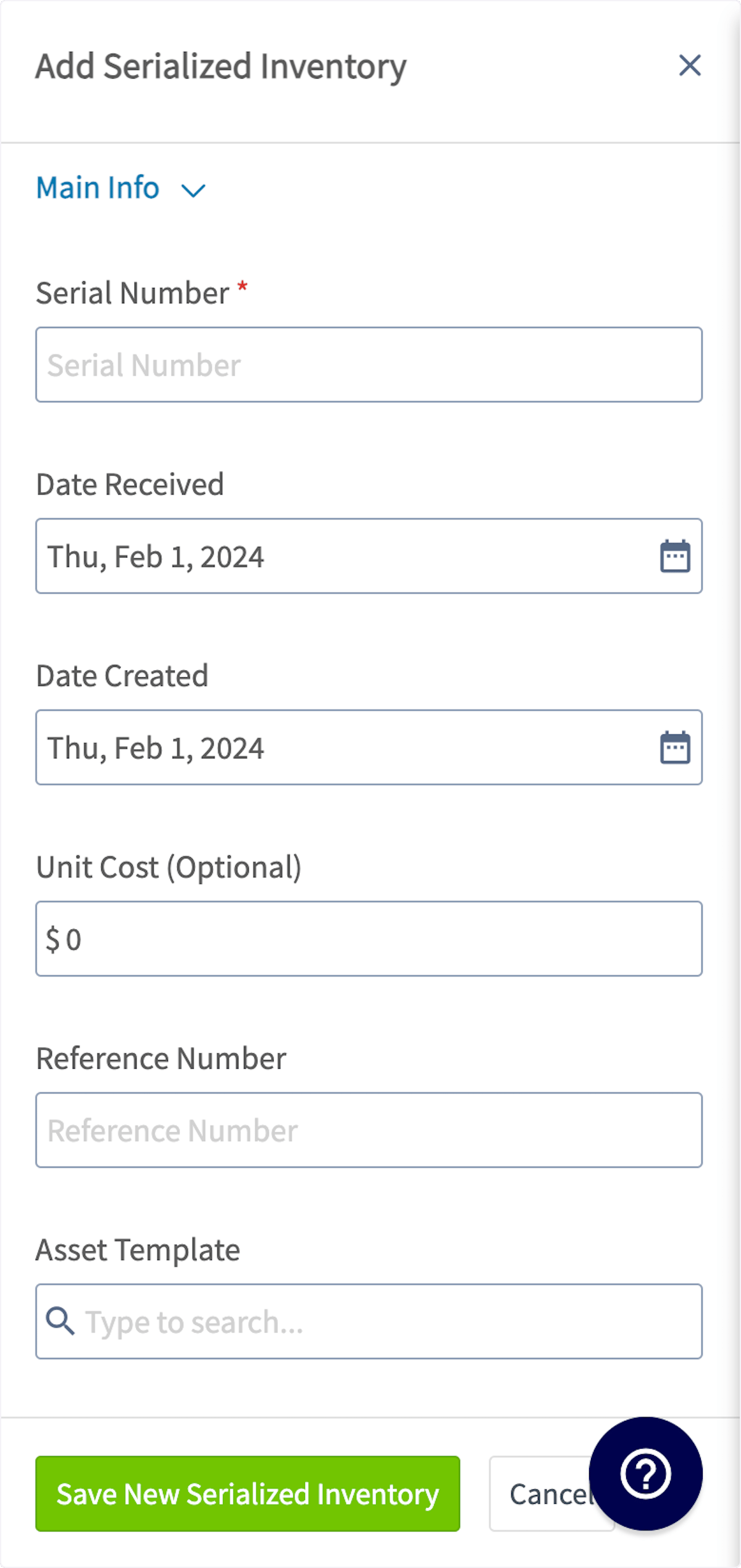 Click on Add Serialized Inventory