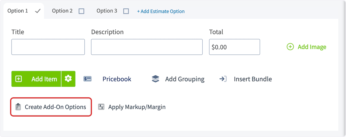 Click on Create Add-On Options