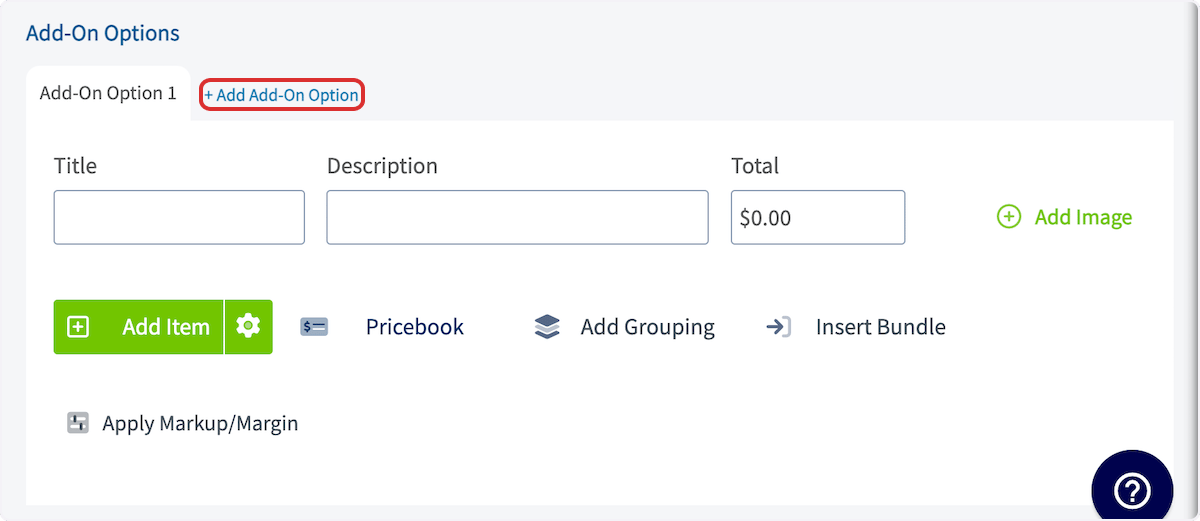 Click on + Add Add-On Option