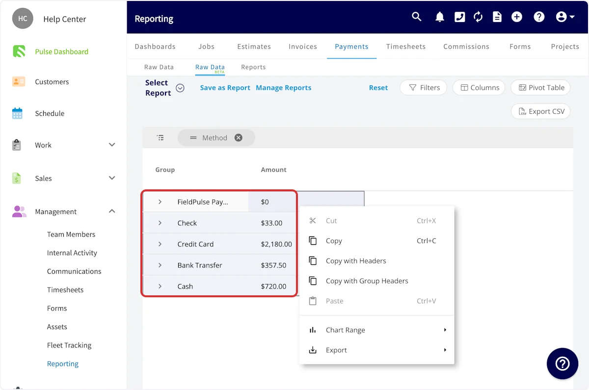 Right click on Press SPACE to select this row.