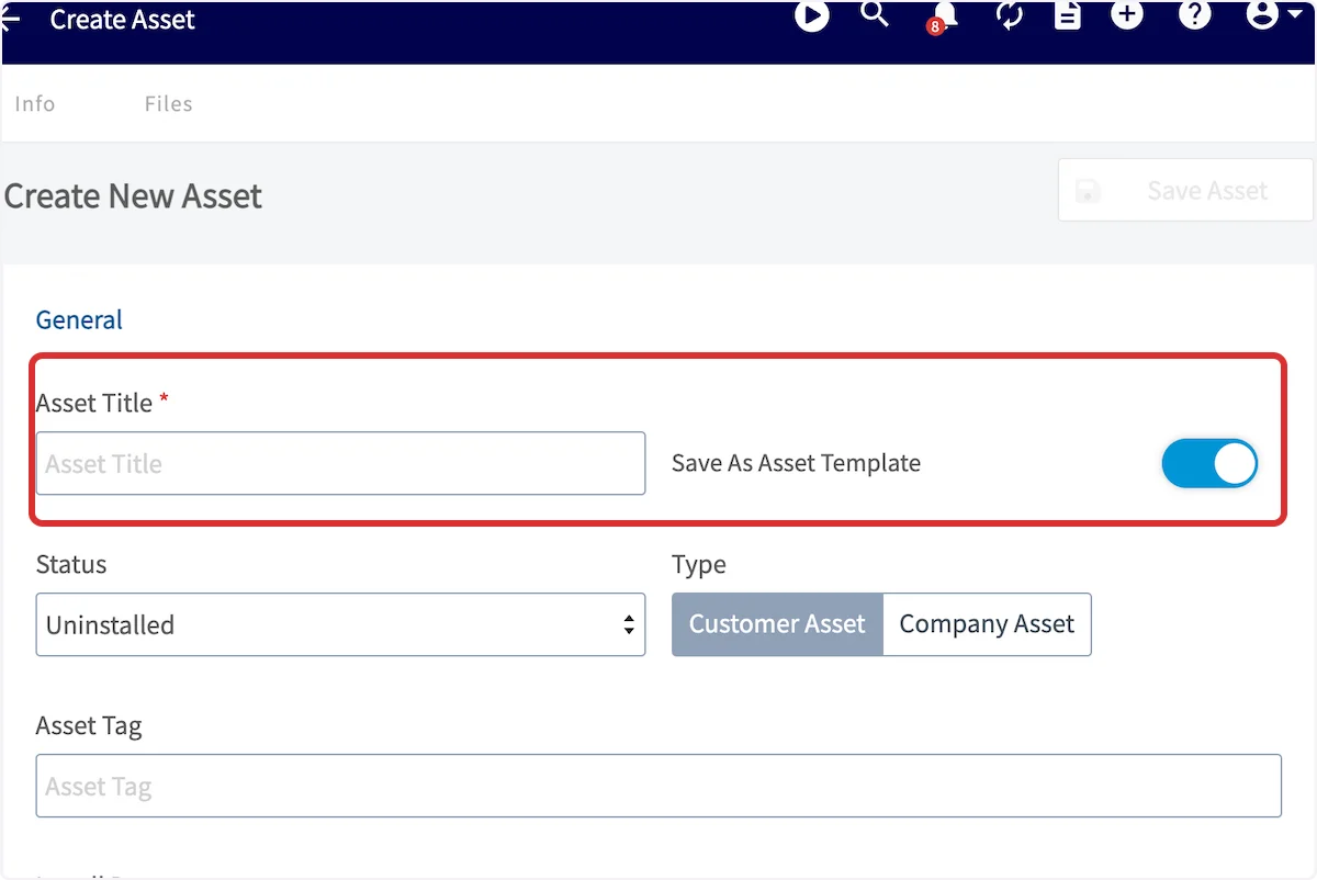 Click on Asset Title *…