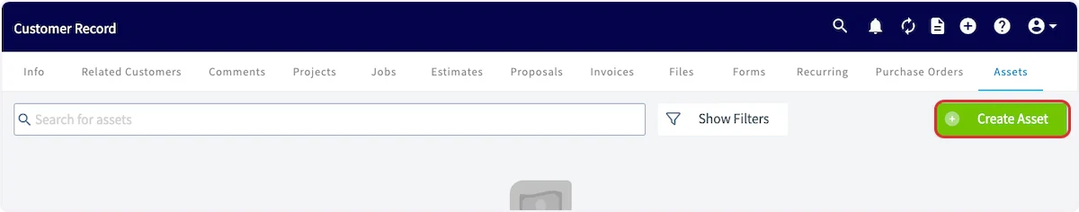 Click on Create Asset