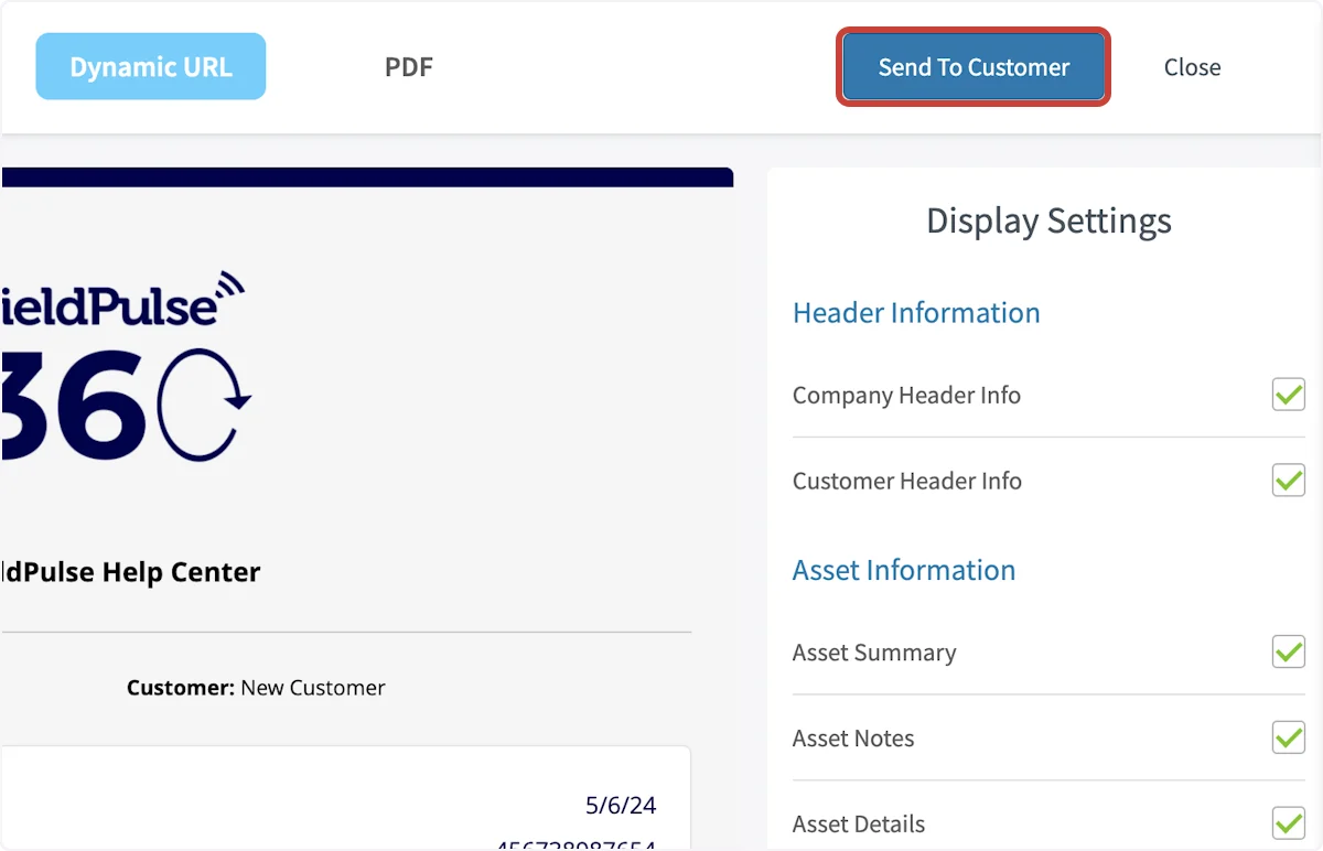 Click on Send To Customer
