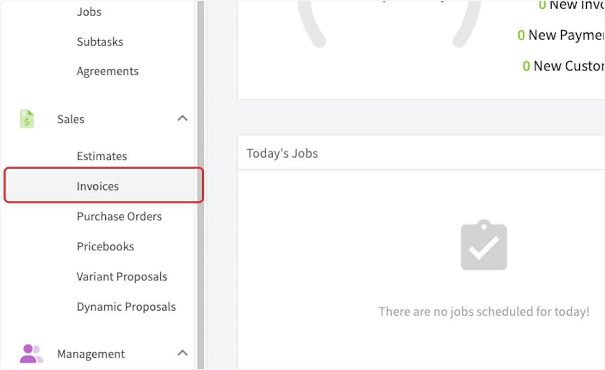 Click on Invoices