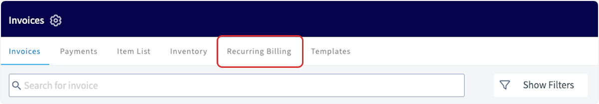Click on Recurring Billing