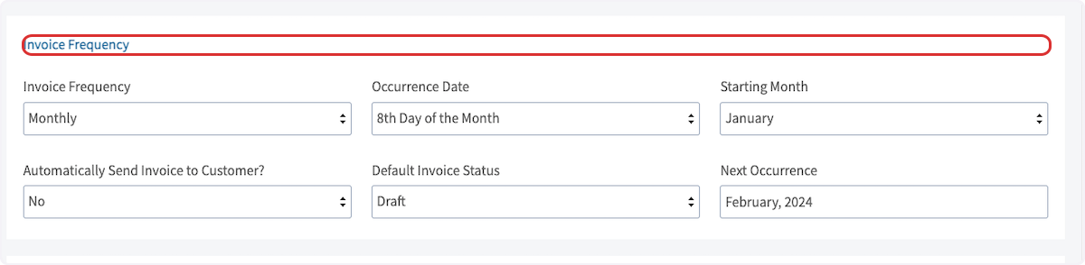 Click on Invoice Frequency
