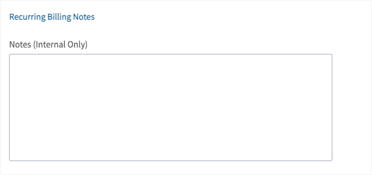 Click on Recurring Billing Notes