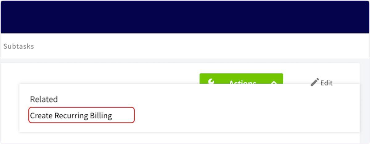 Click on Create Recurring Billing