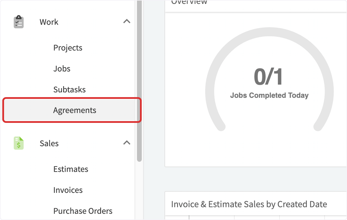 Click on Agreements