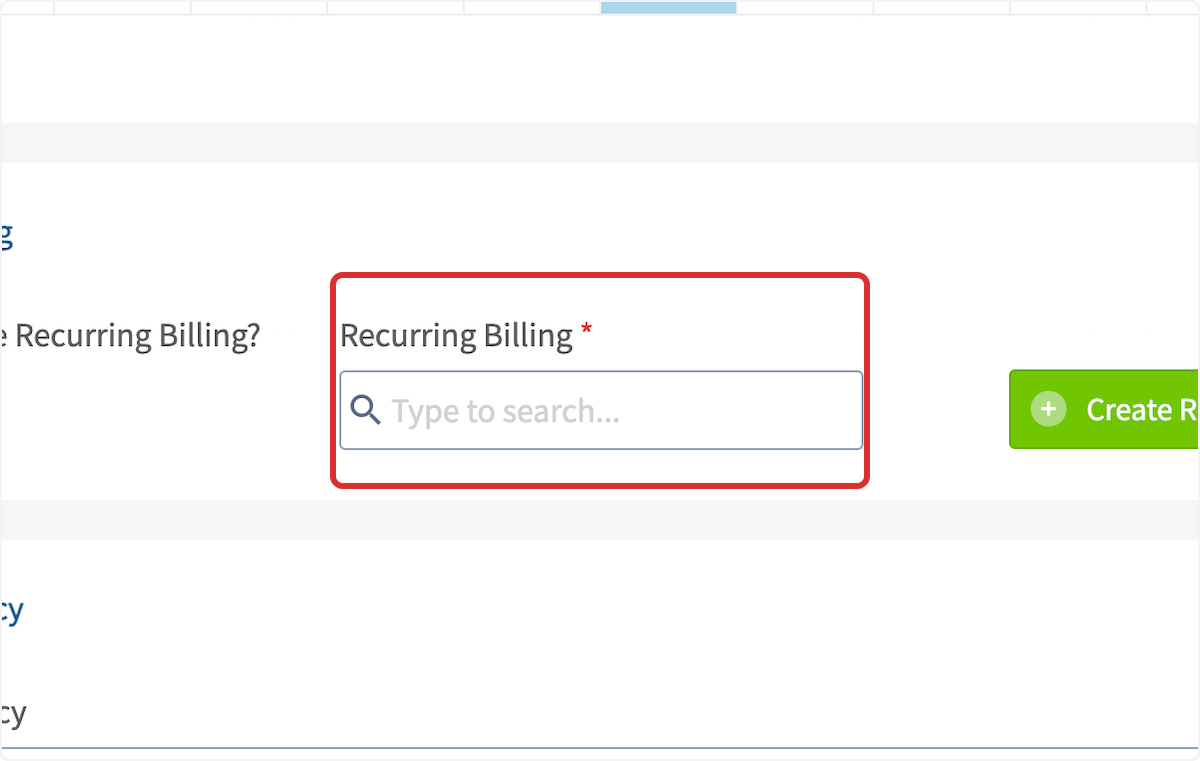 Click on Recurring Billing *…