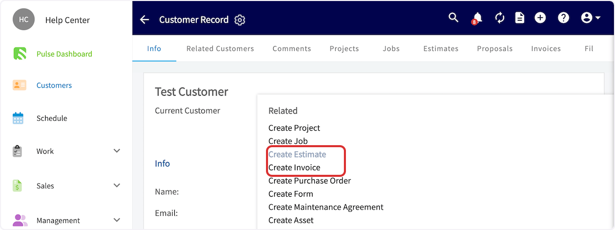 Click on Create Estimate