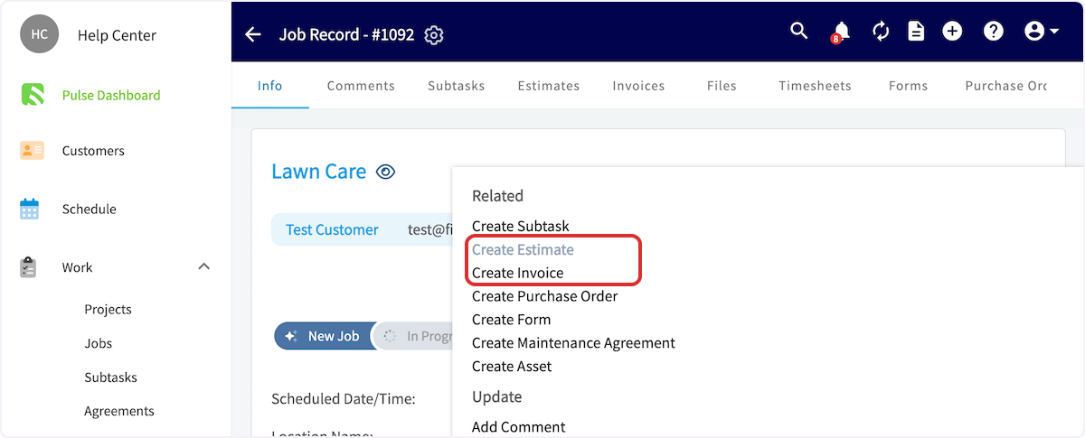 Click on Create Estimate