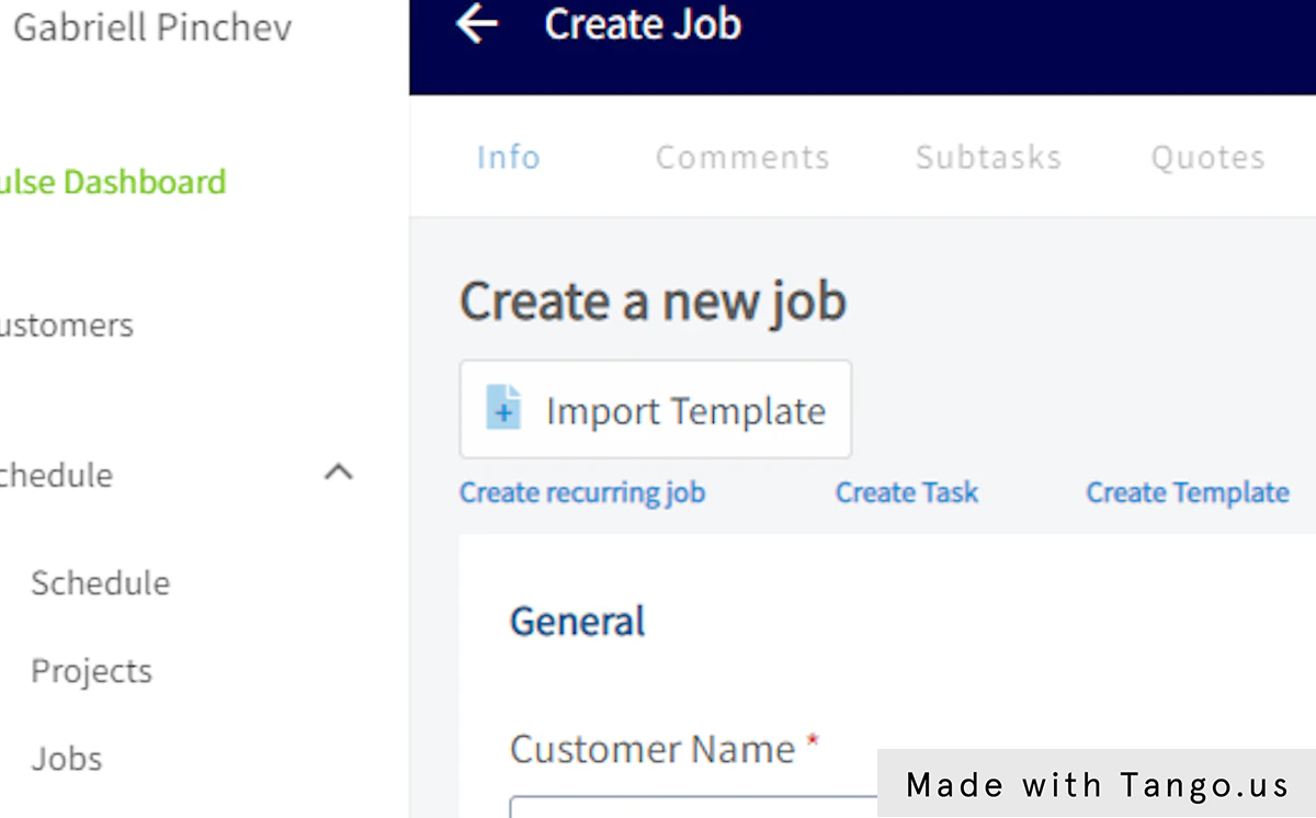 Click on Import Template
