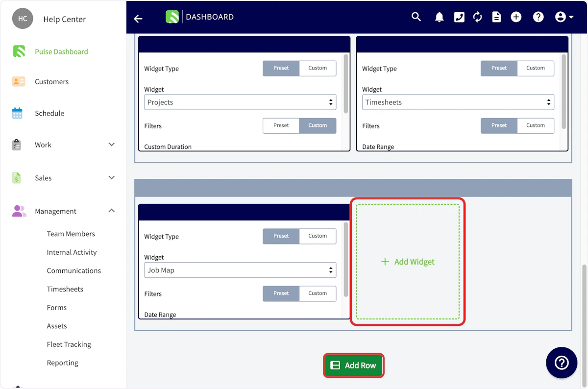 Click on Add Row