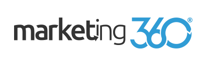 Marketing 360 wordmark logo in black and blue