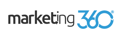 Marketing 360 wordmark logo in black and blue
