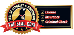 The Seal badge logo listing License, Insurance, and Criminal Check verifications