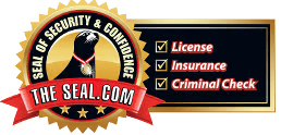 The Seal badge logo listing License, Insurance, and Criminal Check verifications