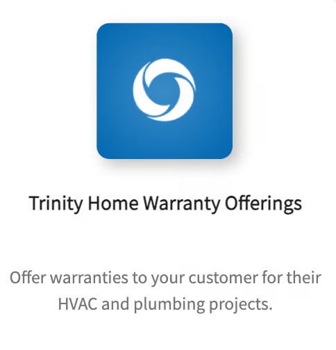 Trinity Home Warranty Offerings partner card for HVAC and plumbing warranty coverage