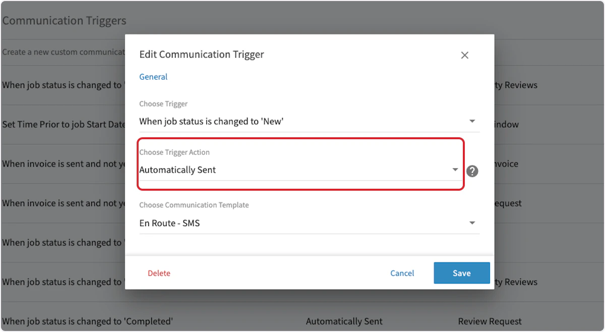 Click on Automatically Sent…
