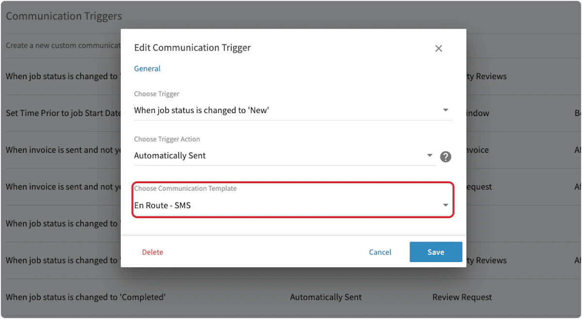 Click on Choose Communication Template…
