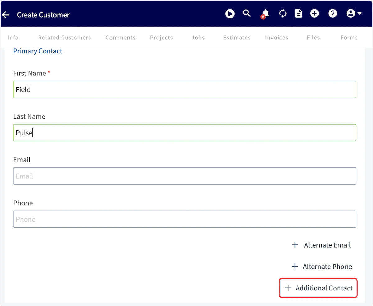 Click on Additional Contact
