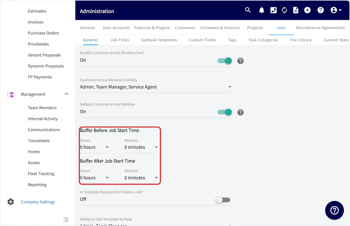 Click on Buffer Before Job Start Time